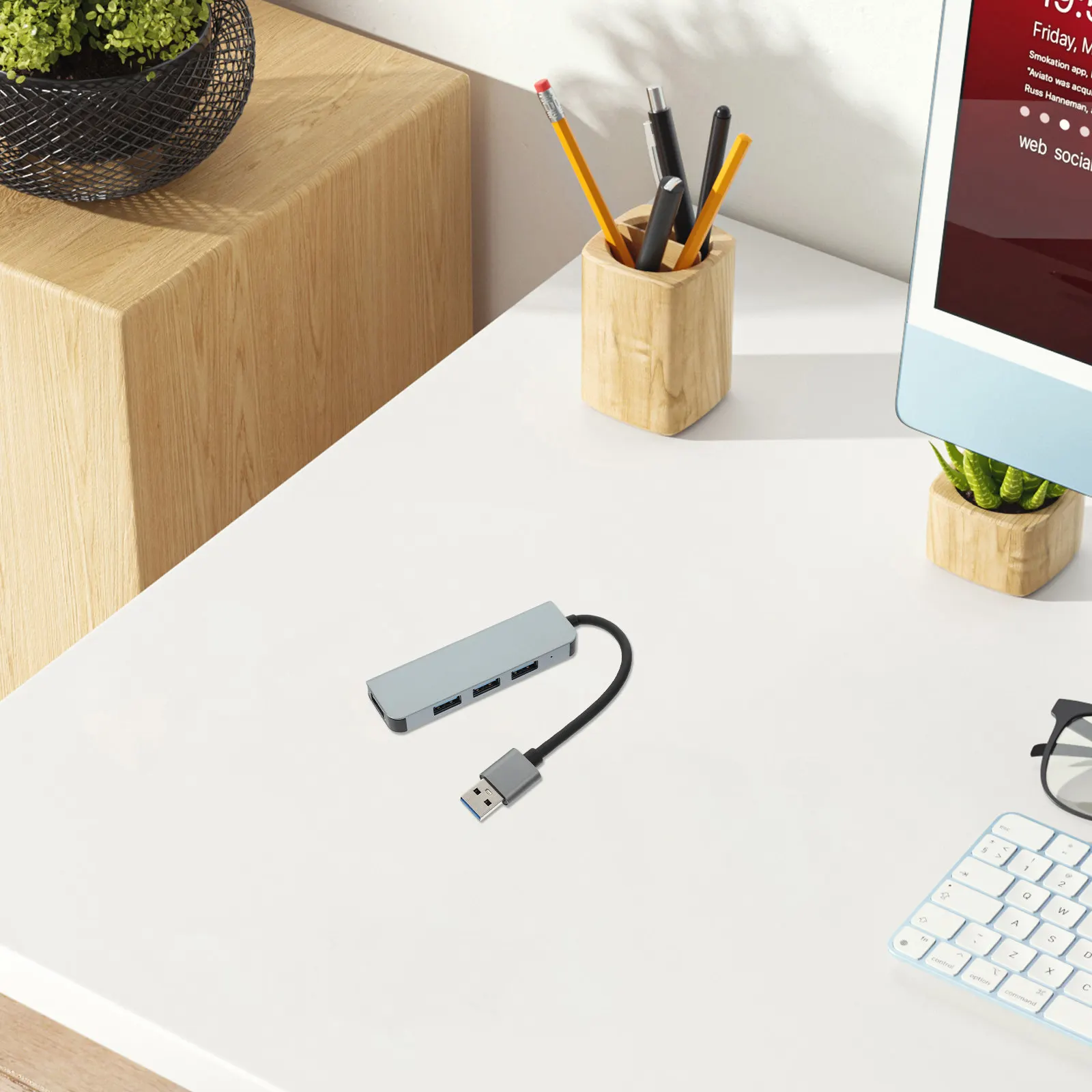 

USB-хаб на 4 порта из алюминиевого сплава, прочный USB-разветвитель для ноутбука, клавиатуры, мыши, веб-камеры, колонок, принтера