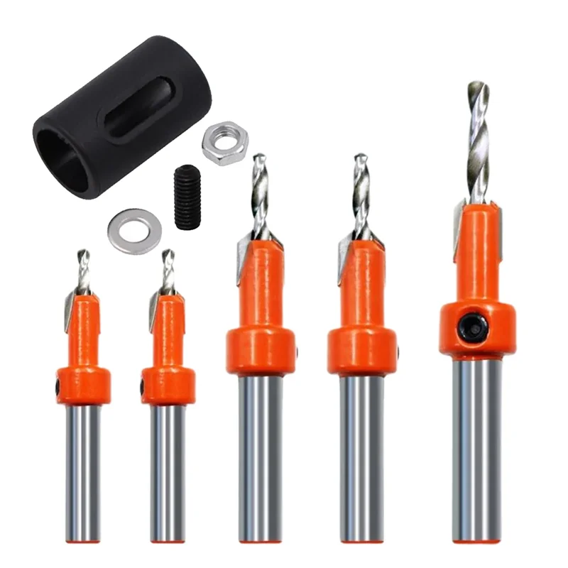 Wood counterbore Drilling Router Bit end mill set Countersink Hole HSS Screw Cutter 8mm Shank Woodworking Milling Cutter