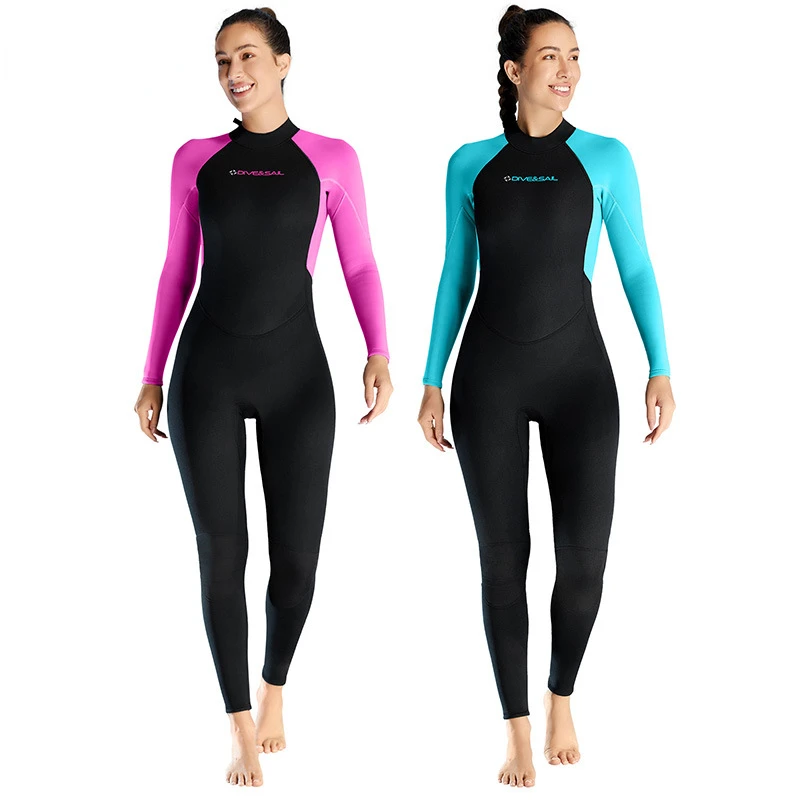 Women Diving Suit 3MM Warm One Piece Long Sleeved Diving Suit Women's Large Size Diving Jellyfish Cold Surfing Suit