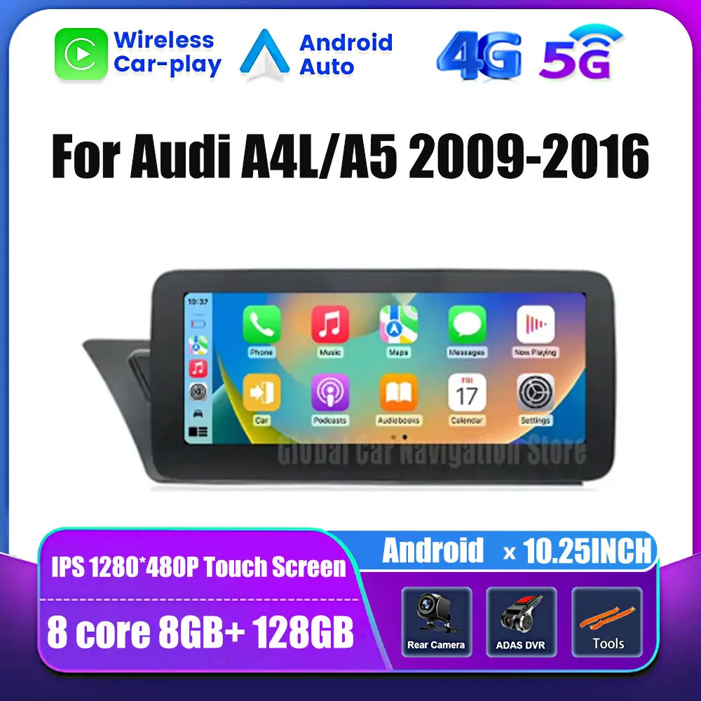 

Android 10.25'' For Audi A4L/A5 2009-2016 Car Multimedia Radio Player Navigation Camera GPS stereo Car playre