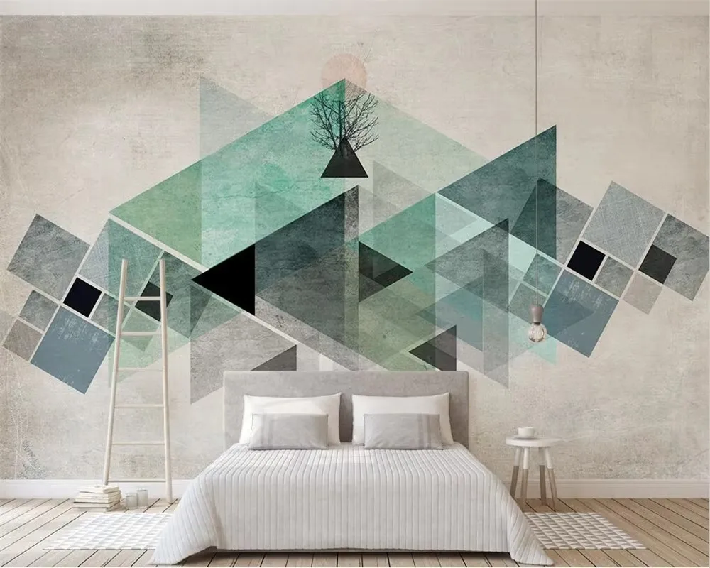 Custom wallpaper 3d mural modern Nordic retro geometric triangle color block background wallpaper home decoration 3d wallpaper