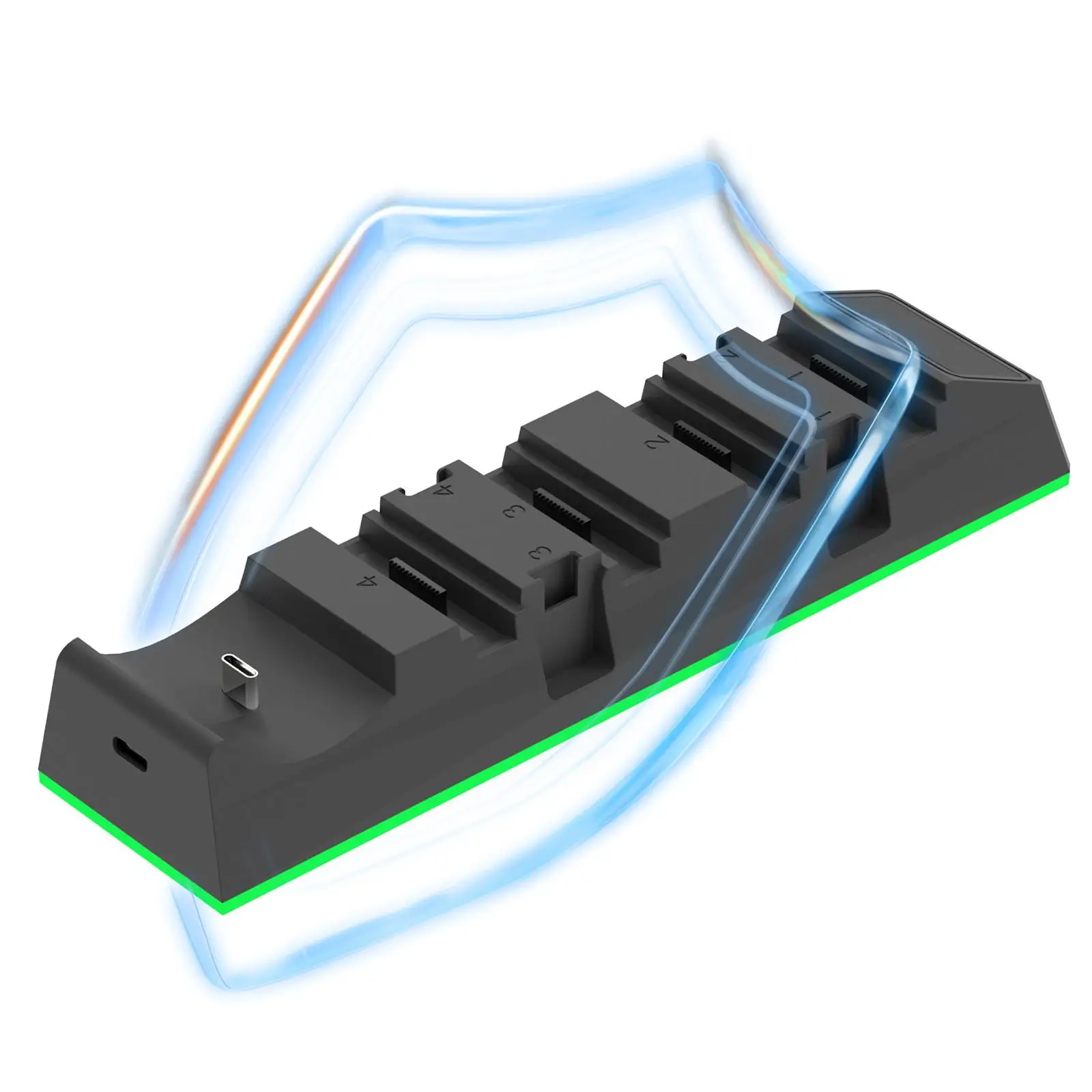 

Универсальная зарядная док-станция с динамической LED-подсветкой, поддержка быстрой зарядки, многофункциональная подставка для игровых аксессуаров и устройств