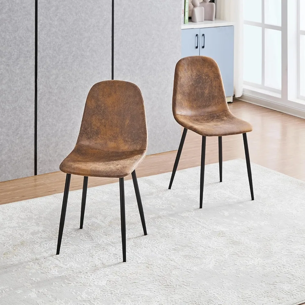 

Dining Chairs Set of 2, Modern Mid-Century Style Dining Room Side Chairs Accent Chairs with Black Metal Legs Comfortable for Ki