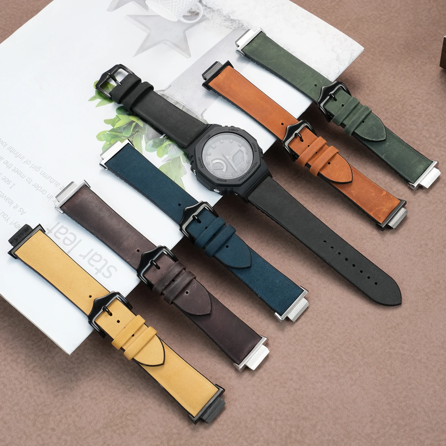 GA2100 GA2110 ดัดแปลงย้อนยุคฟรอสต์สายหนังวัวสำหรับคาสิโอ จีช็อค GA-2100 GA-2110 GM-2100 ซีรีส์ผู้ชายสายนาฬิกาโลหะ BEZEL