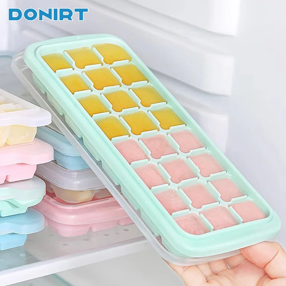24 مكعبات سيليكون آيس كيوب صينية مع غطاء صانع هلام قالب المجمدة سهلة الإصدار ل ويسكي كوكتيل كولا أغذية الأطفال المشروبات لتقوم بها بنفسك أداة
