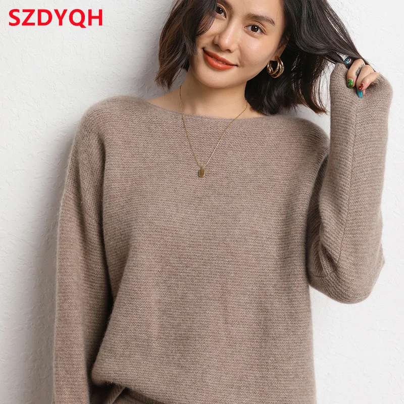 2023 Autumn Winter Women\'s 100% Cashmere Sweater O-Neck High Quality Soft Warm Pullover Female Loose Large Size Knitted Jumper