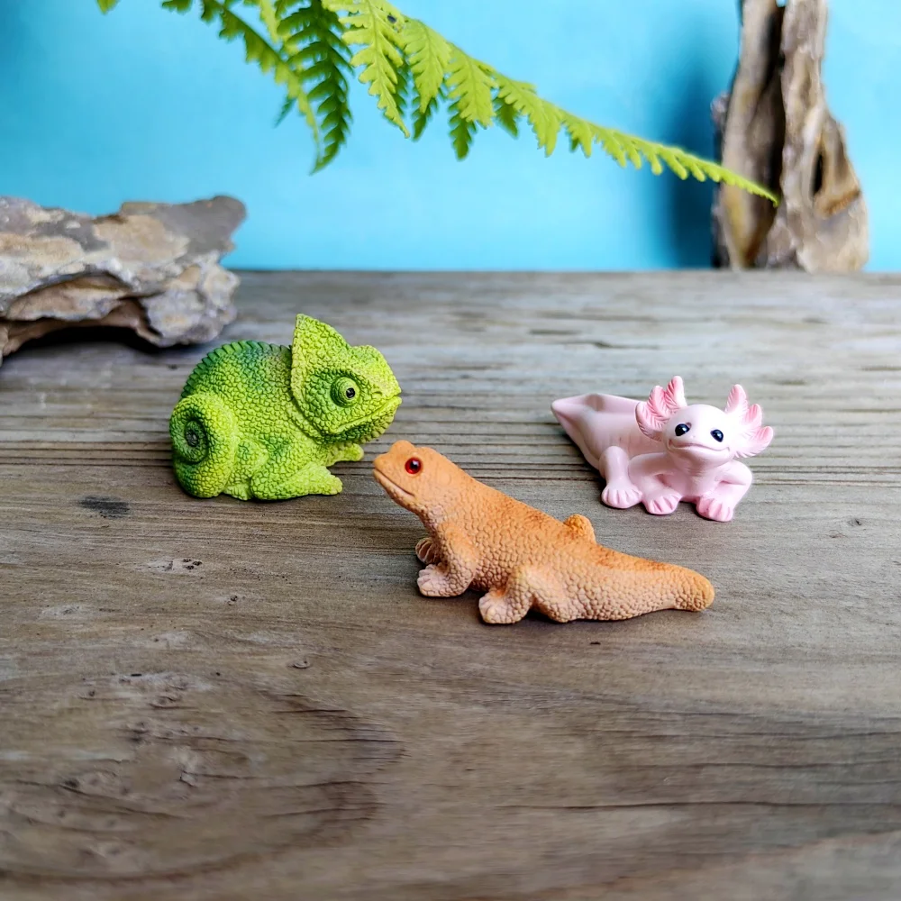 Simulated Lizard Chameleon Axolotl Toad Model Gift Resin Craft Miniature Figure Tiny For Bonsai Microlandscape Garden Decor
