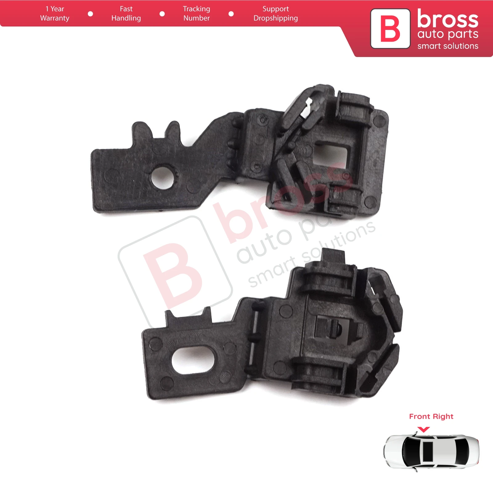 

BWR805+BWR806 Electrical Power Window Regulator Clips Front Right Door for Nissan Primera P12 2002-2008 Qashqai J10 2007-2010