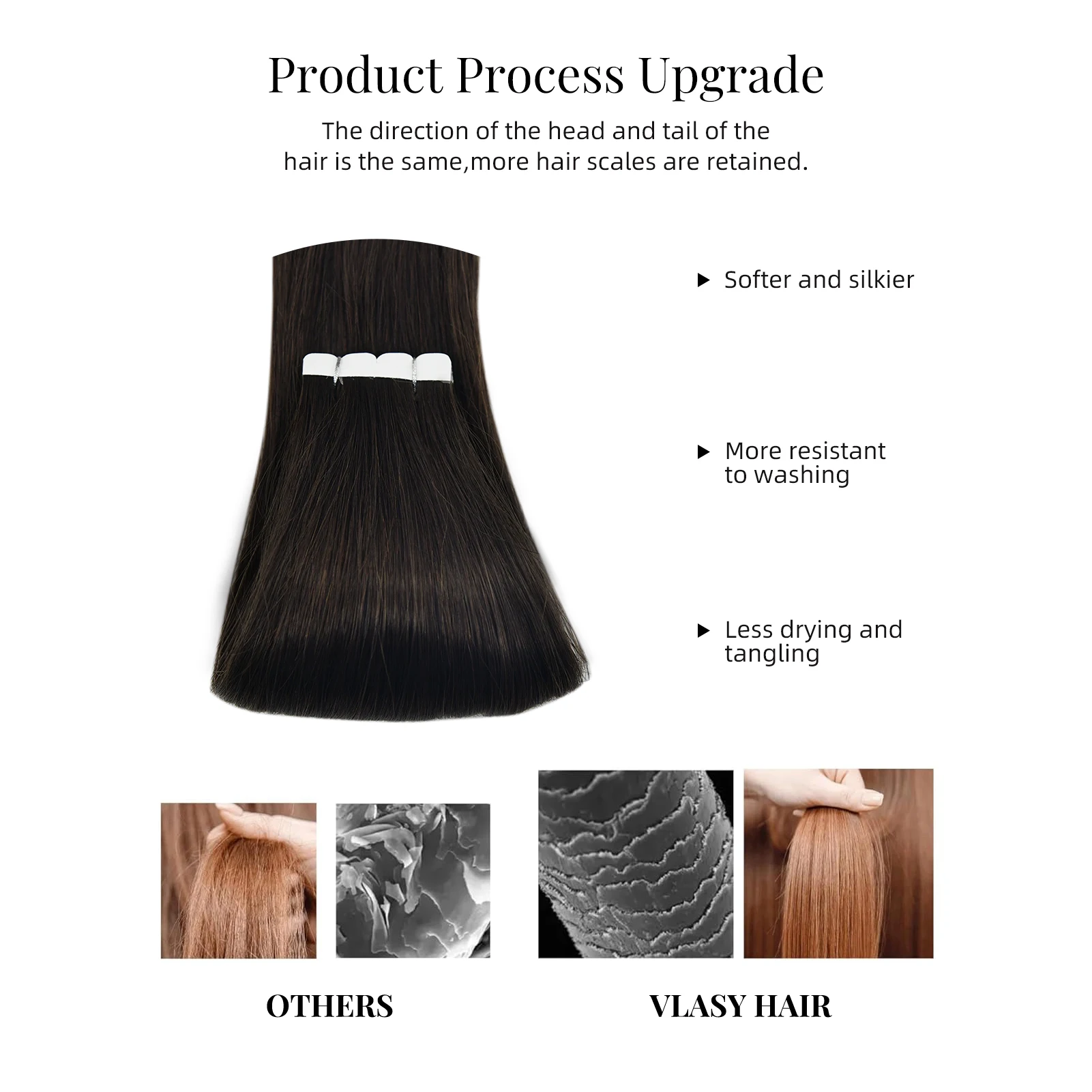 Vlasy 16pcs Middle Brown Mini Tape In Human Hair Extensions Strap Seamless Invisible Straight Strap 100% Human Hair 12''-24''