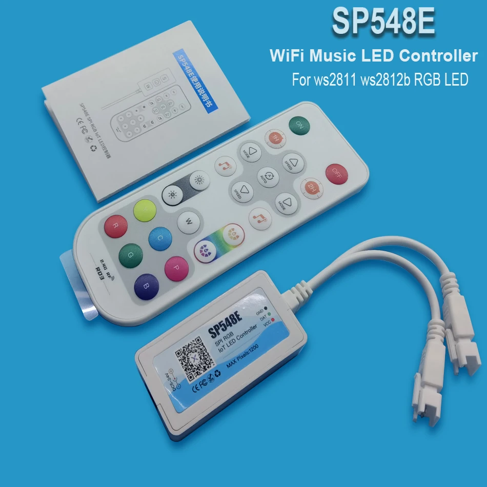 SP548E SPI RGB IoT LED Controller Wifi 5V 12V 24V WS2811 WS2812B RGBIC LED Strip Light Controler Works with Alexa Google Home