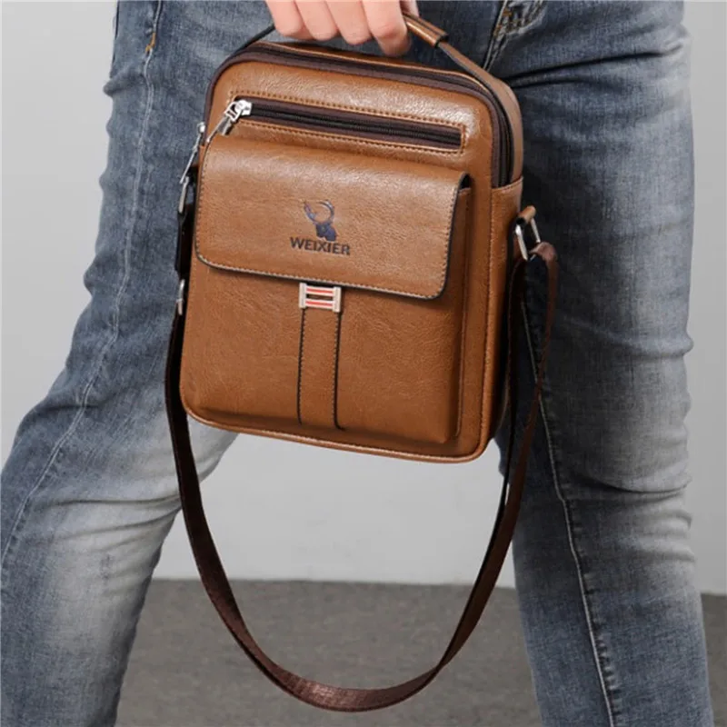 Men Crossbody Shoulder Bags Waterproof Vintage Men Handbags Large Capacity PU Leather Bag Man Messenger Bags Tote Bag