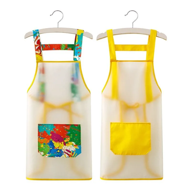 Semi Transparent Cute Kitchen Household Adult Antifouling Apron Sleeveless Waterproof PVC Cartoon Printed Women Aprons Cleaning