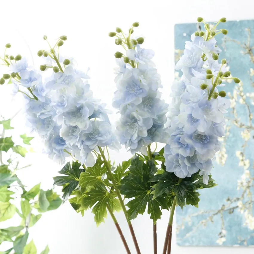 5 branches/pack Simulation Flowers Film Delphinium High-grade Artificial Flower Hydrated Feel Party Decoration Flowers