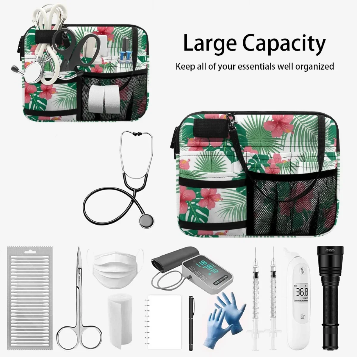 Infermiera marsupio Hibiscus Jungle Tropical Print Belt Organizer per le donne marsupio portatile borsa a tracolla stampa su richiesta regalo