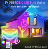 3M/5M/10M RGBIC Neon LED Strip Lights,46 Scene Modes, Music Sync, Bluetooth App, Flexible DIY Design for Bedroom, Indoor/Outdoor