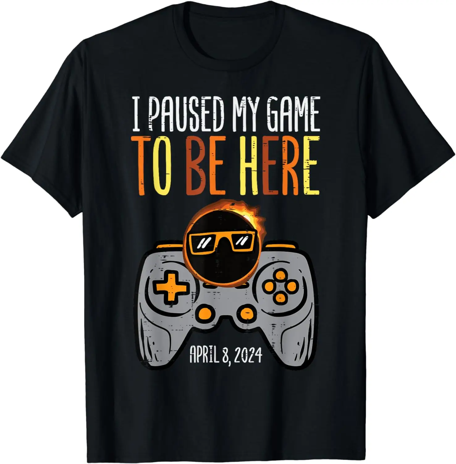 Solar Eclipse Gamer Paused My Game April 8 Men Boys Kids T-Shirt