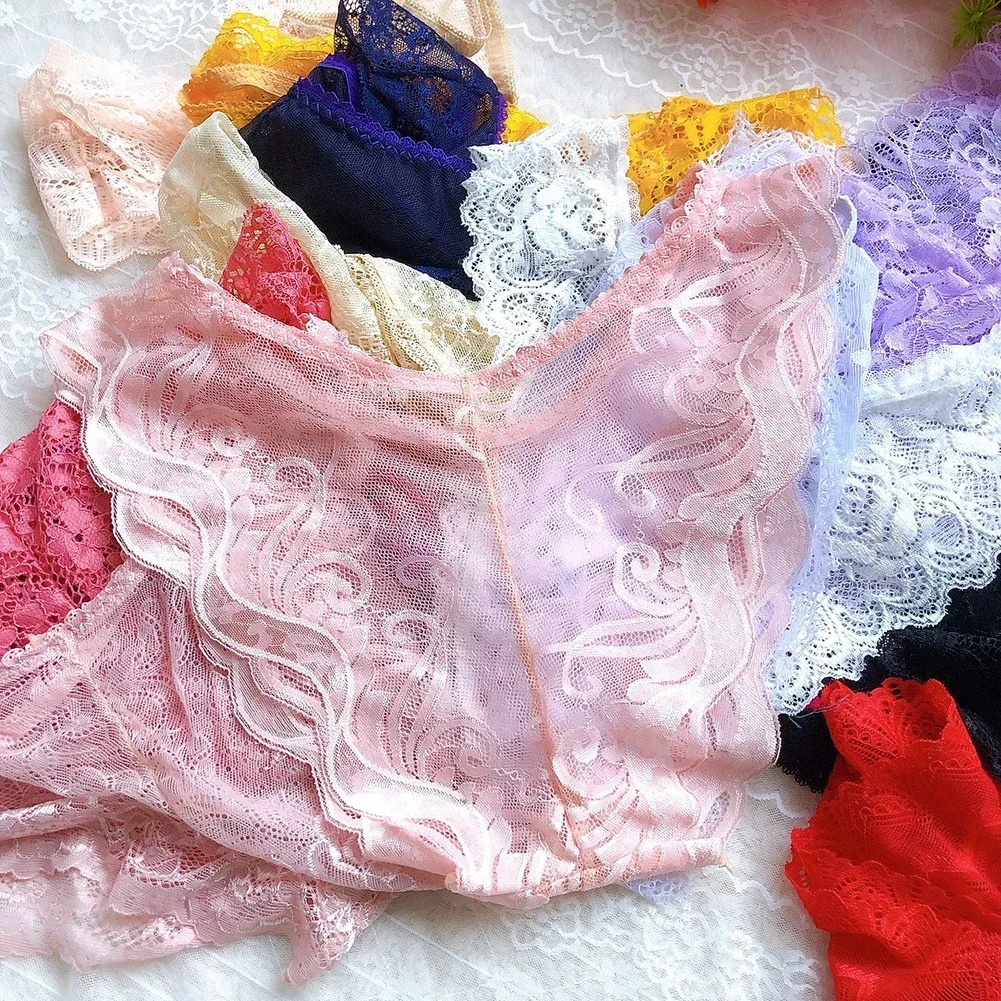 1pc Women\'s Panties Random Color Breathable Sexy Briefs Shorts Sheer Lace Underwear Low Waist Female Knickers