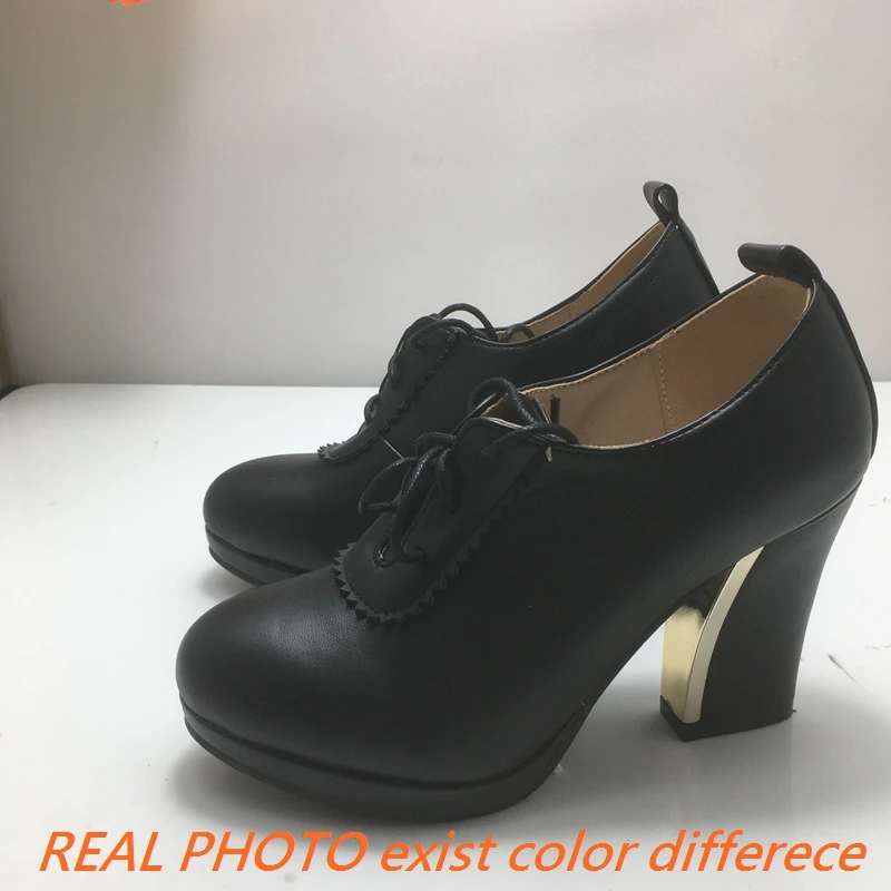 REAVE CAT stivaletti da donna con punta tonda Platform Lace Up Block Heels 9cm colore misto taglia 44 45 46 elegante donna Bota