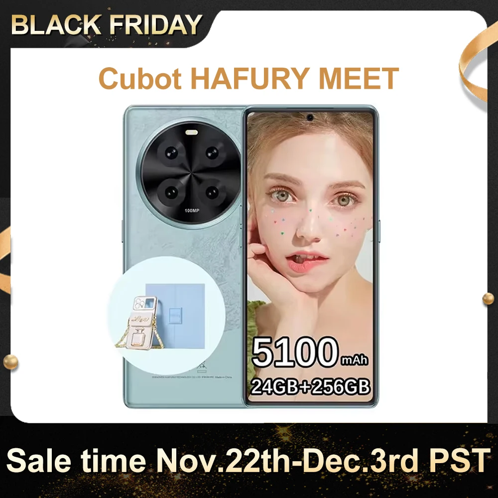 Cubot HAFURY MEET 24GB(12 + 12) GB Smartphone, 5100mAh,33W, screen 