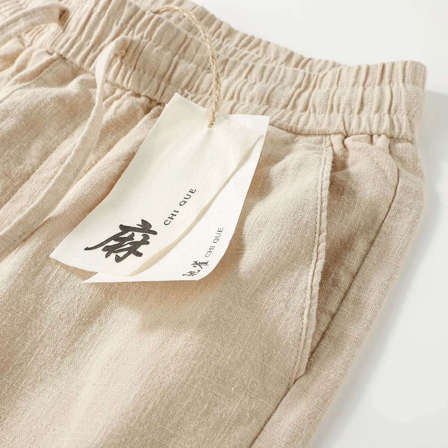 

Casual Cotton Linen Feel Thin Khaki Summer Straight Leg Dstring Long Pants Men Women Straight Tube Trousers Autumn Sport