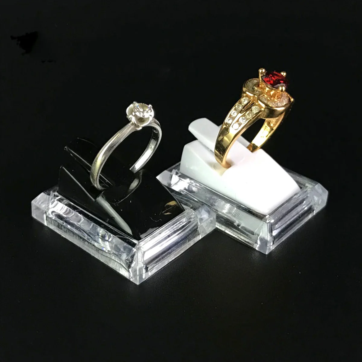 

5pcs Acrylic Ring Display Stand Clear Cubic Jewelry Holder For Earrings Rings Storage Organizer Transparent Black