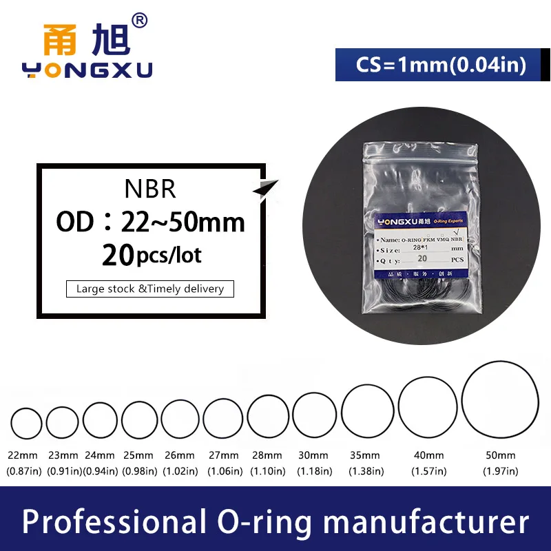 CS 1/1,9/5,7 mm O-ring dikte dwarsdoorsnede NBR Nitrilrubber afdichting pakking rubberen ring ring groothandel in specificaties