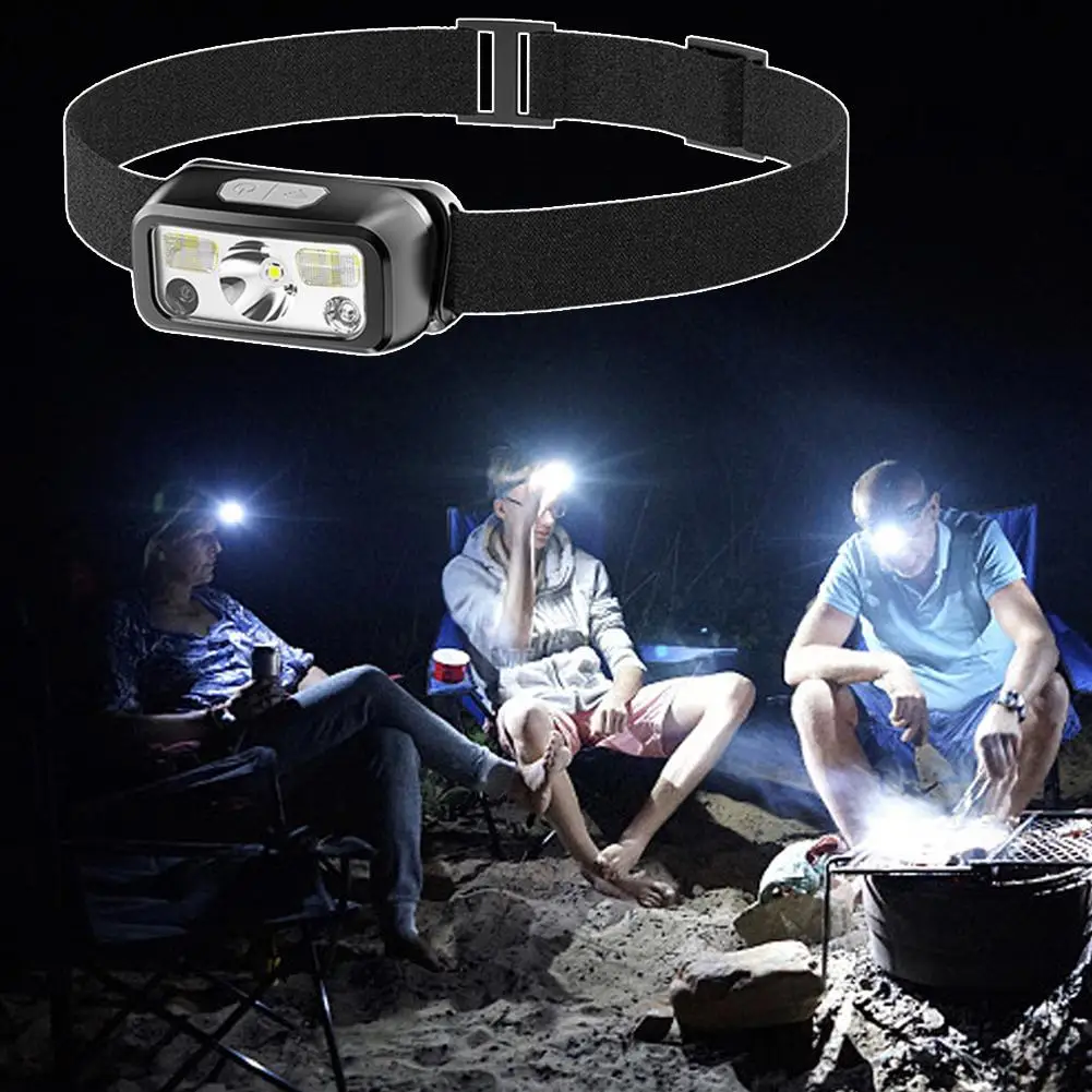 Mini Led Sensor Headlamp Body Motion Headlight Built-in Rechargeable Outdoor Waterproof Usb Lights Torch Battery Camping H3o8