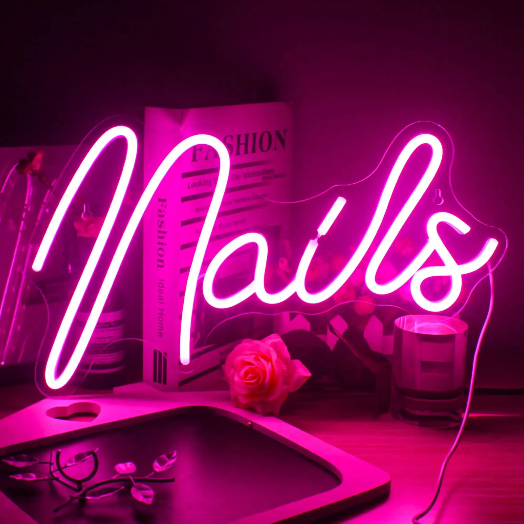

Nails Neon Sign Wall Decor USB Dimmable LED Neon Light Sign for Nail Salon, Beauty Room, Business Store, Indoor Light Decor