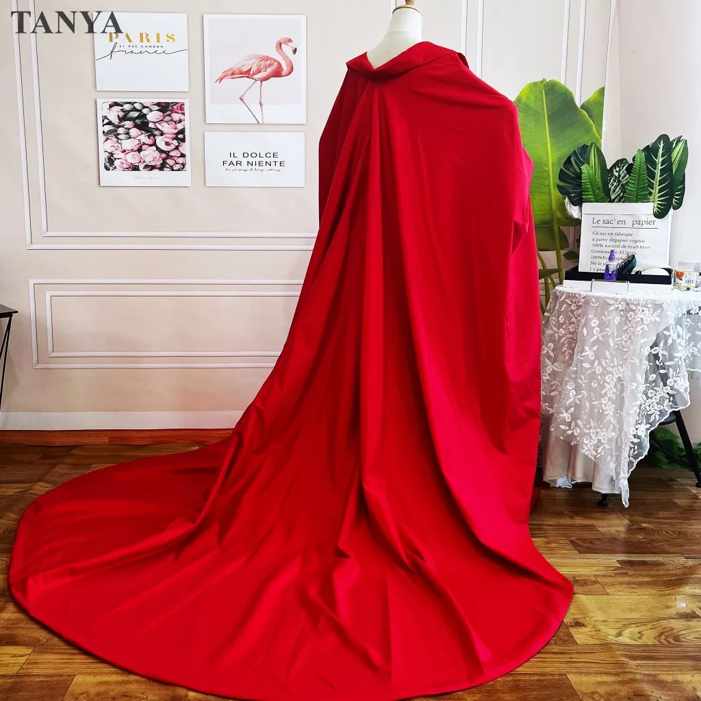 Long Cape For Wedding Bridal Unique Taffeta Chapel Train Evening Party Coat Fashion Cloak New Style Wrap Jacket