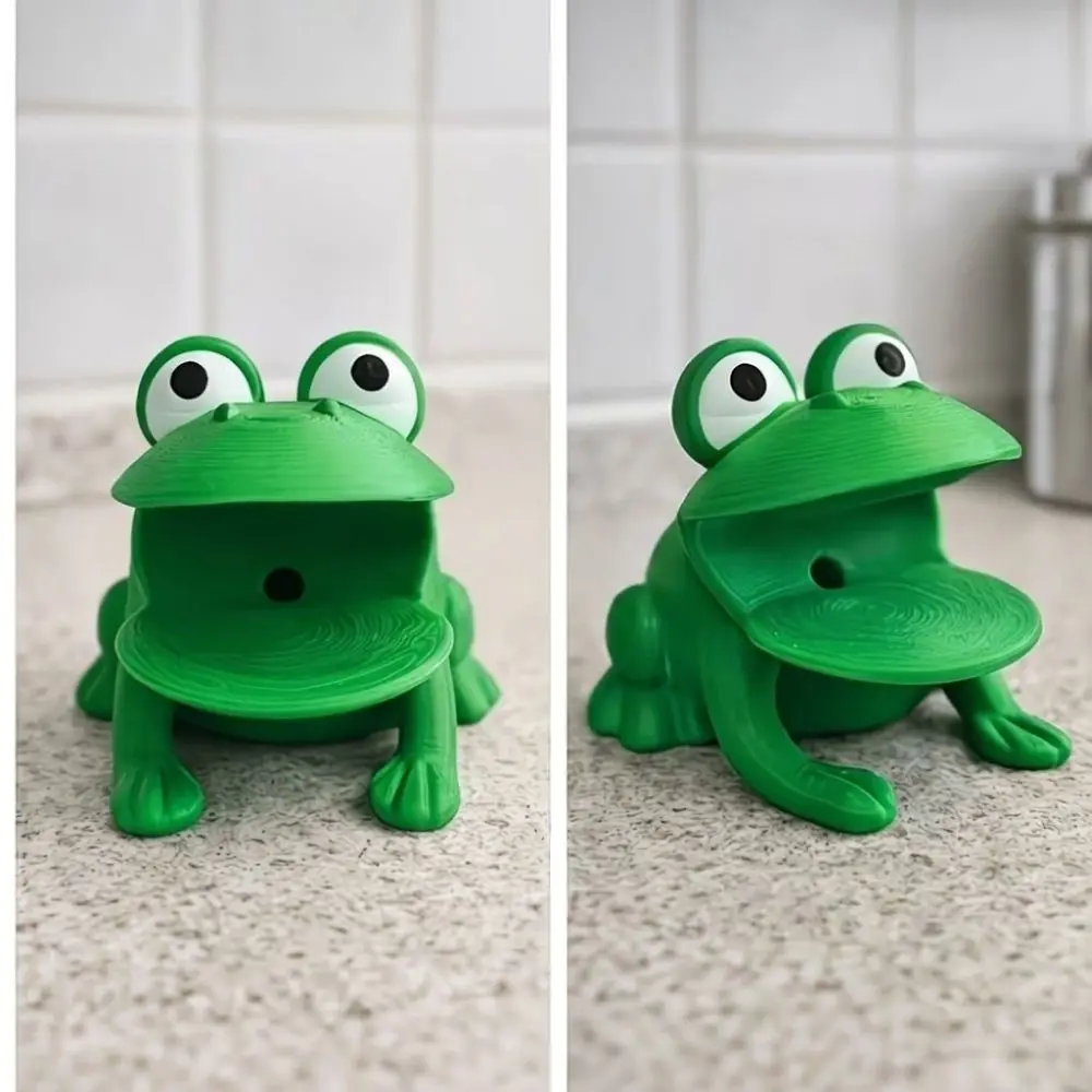 3D Printed Frog-Shaped Sponge Storage Rack Self-draining Big Mouth Frog Dish Cloth Drain Stand with Drain Hole Cartoon