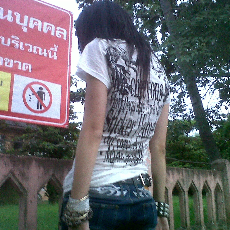 Karrram Trashy Y2k Letter Print T-shirt Grunge Aesthetics Short Sleeve Tattoo Tops Vintage 2000s Style Streetwear American Retro image 4
