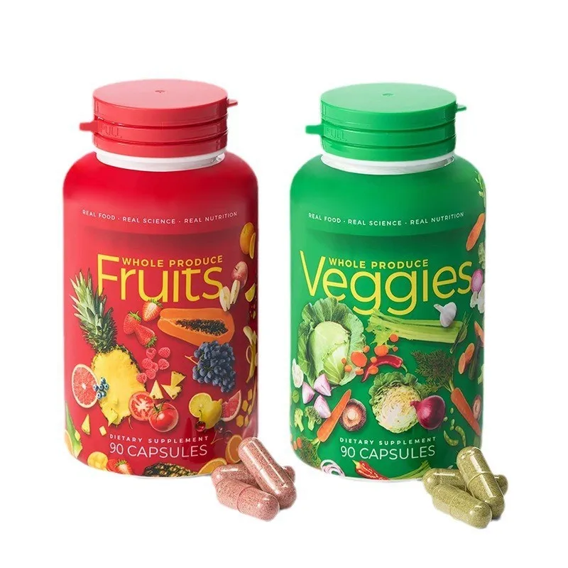 2 Bottles Natural Fruit And Vegetable Capsule Set Vitamin Supplement Filled With Vitamins And Minerals 90 Count