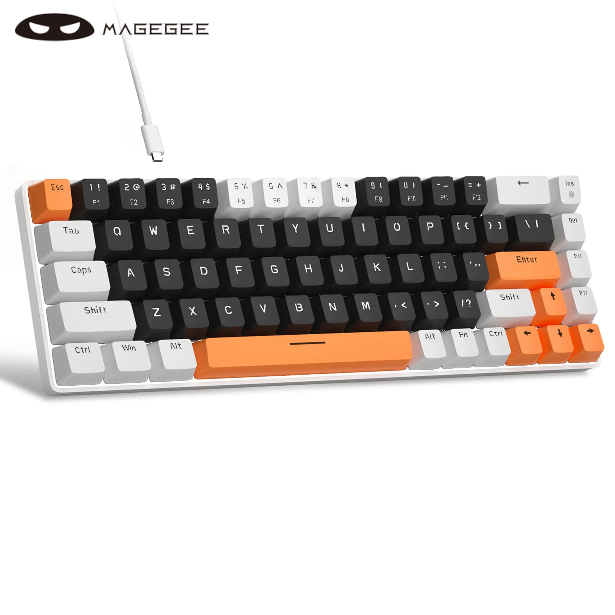 MageGee Portable 60% Mechanical Gaming Keyboard, MK-Box LED Backlit Compact 68 Keys Mini Wired Office Keyboard for Windows PC