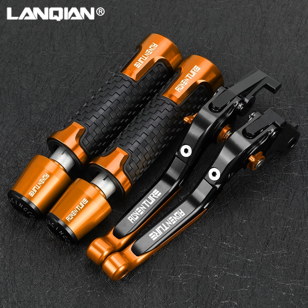 

For 390 Adventure 390ADVENTURE 2020-2024 Motorcycle Foldable Brake Clutch Levers 7/8'' 22mm Handlebar Handle Grips Ends