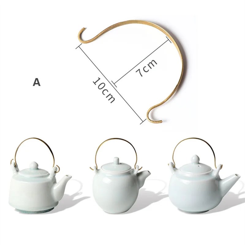 Pottery Clay U-Shaped Teapot Handle Bamboo Weaving Brass Replacement Tea Set Kung Fu Tea Ceramics Accessories Supplies 1PCS