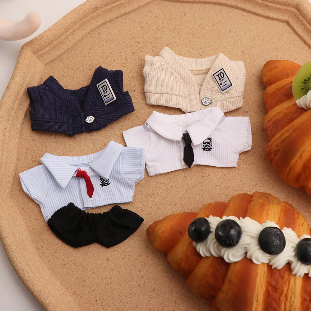 No Attributes Clothes Uniform 10cm Cotton Clothes Shirt Pants Clothes Outfit Suit Lovely Dress Up Set Children's Gift