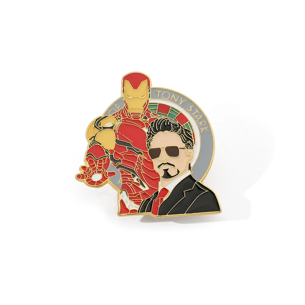 Marvel Avengers Iron Man Batman Fashion Luminous Brooch Metal Enamel Badge Character Model Brooch for Kid Accessories Gift