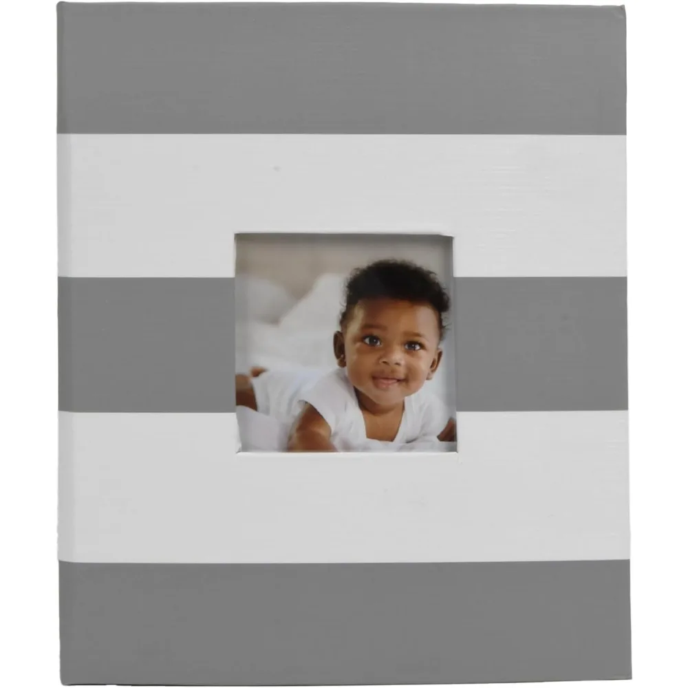 

Grey Stripe Photo Album with Framed Front, Holds 208 Photos 4x6 Photos