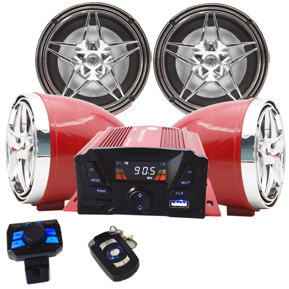 

12V 4 Channel UTV ATV Golf Cart Motorcycle Weatherproof Bluetooth Speakers MP3 Music Player Sound Audio Stereo Amplifier System