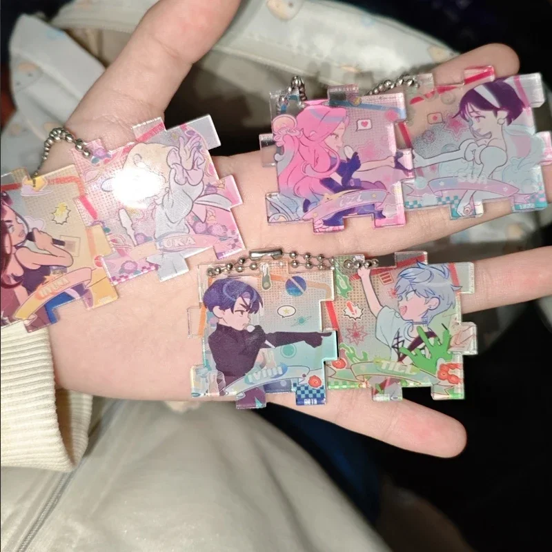 6Pcs/Set ALIEN STAGE Standing Anime KeyChain Mizi Sua Till Ivan Hyuna Luka Key Chain Cartoon Figure Acrylic Keyring Pendant Gift