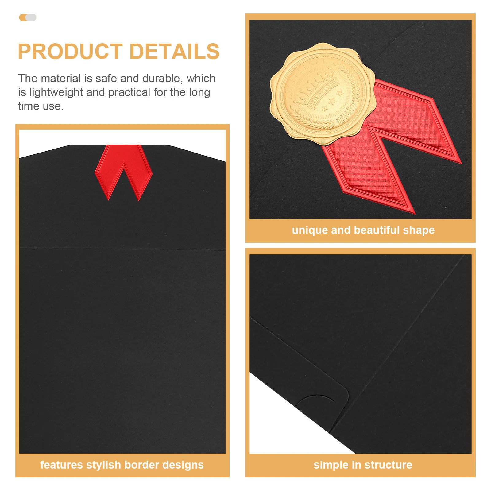 

2Pcs Certificate Holder Folding Design Elegant Protective Cover for Diplomas Awards Paper Document Storage Certificate Holder