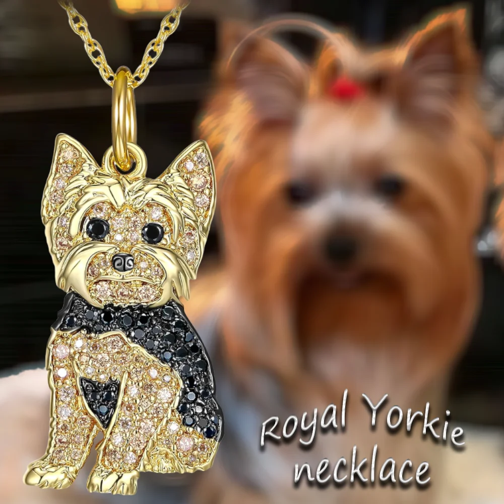 Exquisite Cute Yorkshire Pendant Necklace Women's Elegant Pet Puppy Jewelry Animal Accessories Birthday Gifts for Dog Lovers