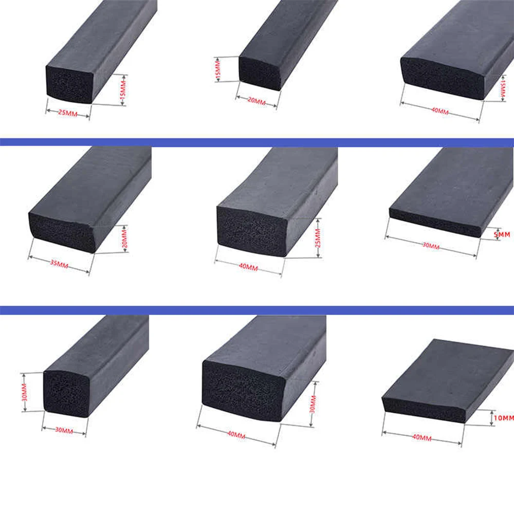 1/2Meter Black EPDM Rubber Foam Sealing Strip Square Bar For Cabinet Door Seal Thickness 2/3/4/5/8/10/12/15/20/25/30/40/50mm