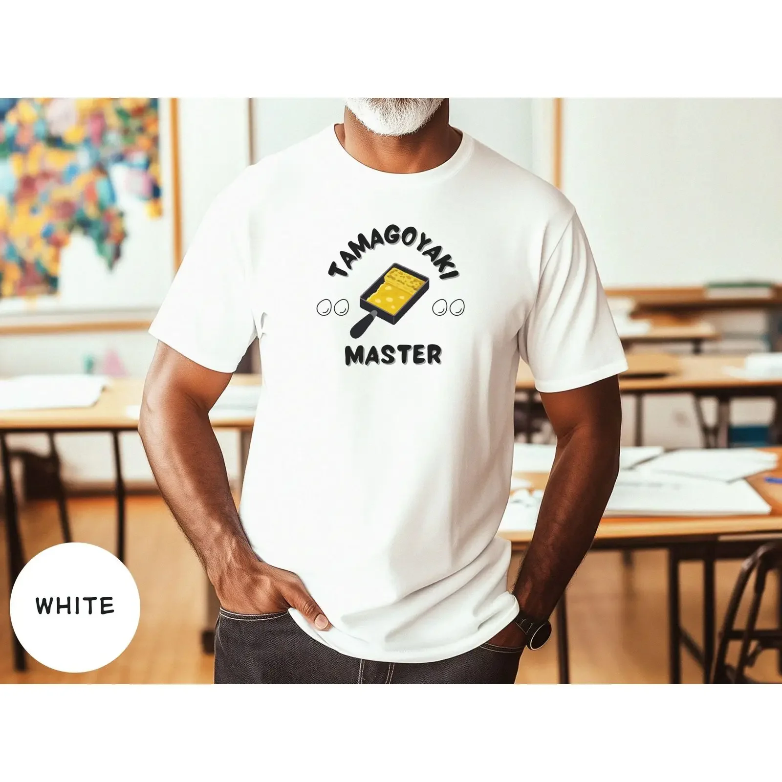 Tamagoyaki Master T-Shirt, japanisches Essen, Vintage-Look, gewaschen, vielseitig, für Herren, leicht bequem, Streetwear, dehnbar.