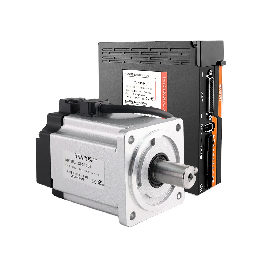 ZXY High Performance 1000W 80SS100 Servo Motor Driver Kit ASD2100 3.3N.m 5.4A 3000-6000rpm Constant Automated Machine Servo Moto