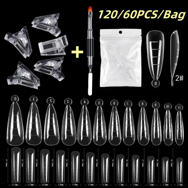 120/60PCS/Bag Fake Nail Tips Nail Art Acrylic Nail Tips Full Set Fake Finger Extension False Nail Form Manicure Extension Forms