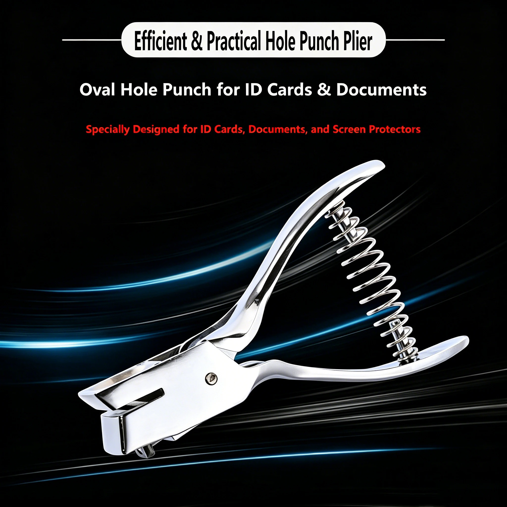 

3X15MM ID Card Hole Puncher, Heavy-Duty ID Card Hole Punch, Burr-Free Oval Hole Punch Plier for Credentials, PVC Cards & Office