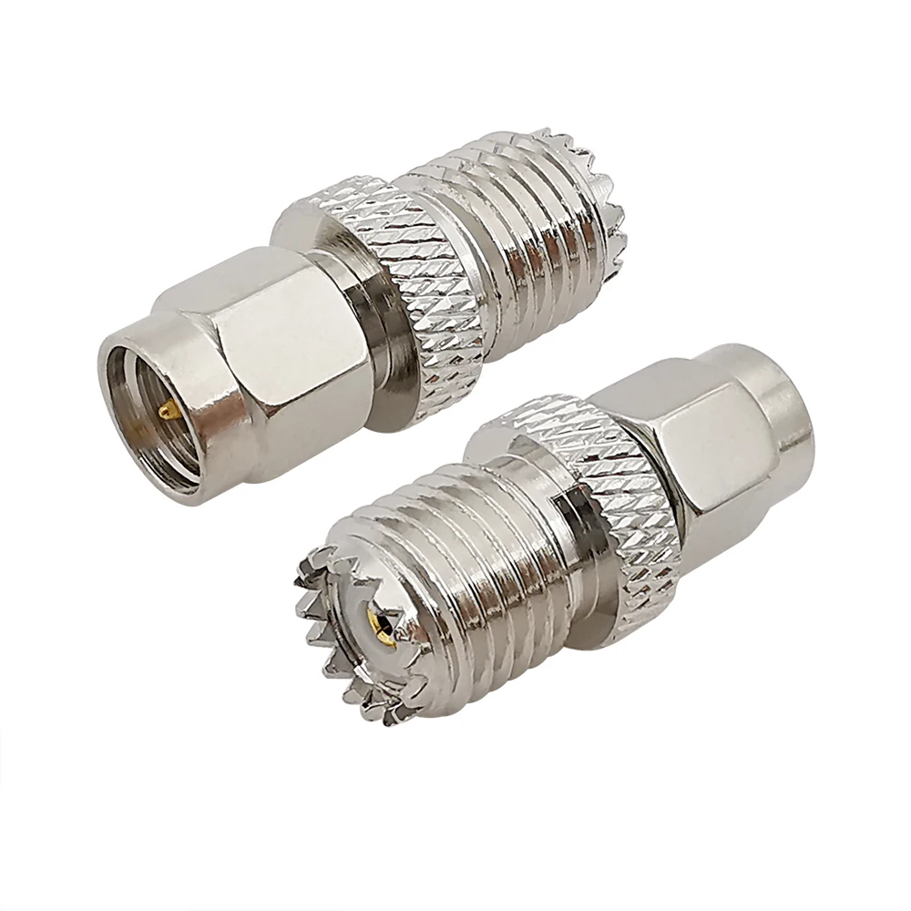 2Pcs Mini UHF SO239 Female to SMA Male Plug RF Coax Adapter Connector for Wireless Antenna Radios Coaxial Cable