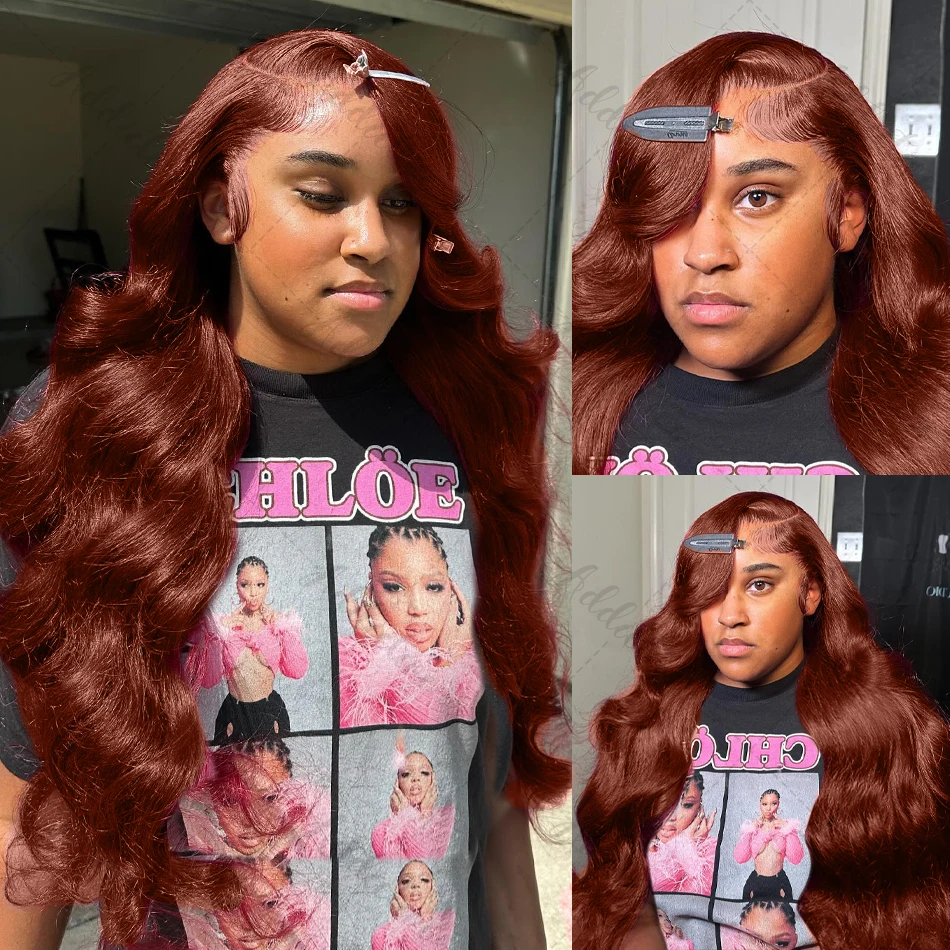 250% Reddish Brown Body Wave 13x6 HD Lace Front Wig 30 32 Inch Water Wave 13x4 Lace Frontal Human Hair Wigs For Women PrePlucked