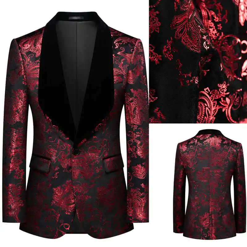 

Fashion Men's Suits 1-Piece Jacquard Single Breasted Jacquard Peaked Lapel Groom Tuxedos Prom Customized Trajes Para Hombre